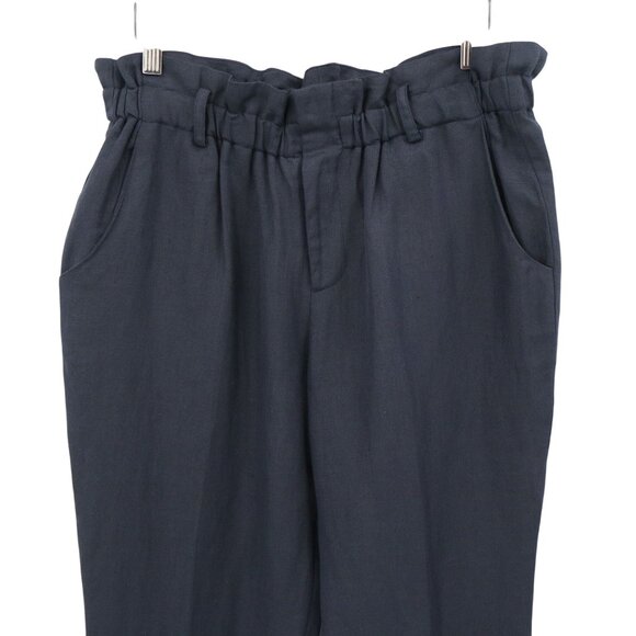 Ulla Johnson Linen Silk Blend Paperbag Dress Pants Dark Blue 6 - Picture 2 of 6